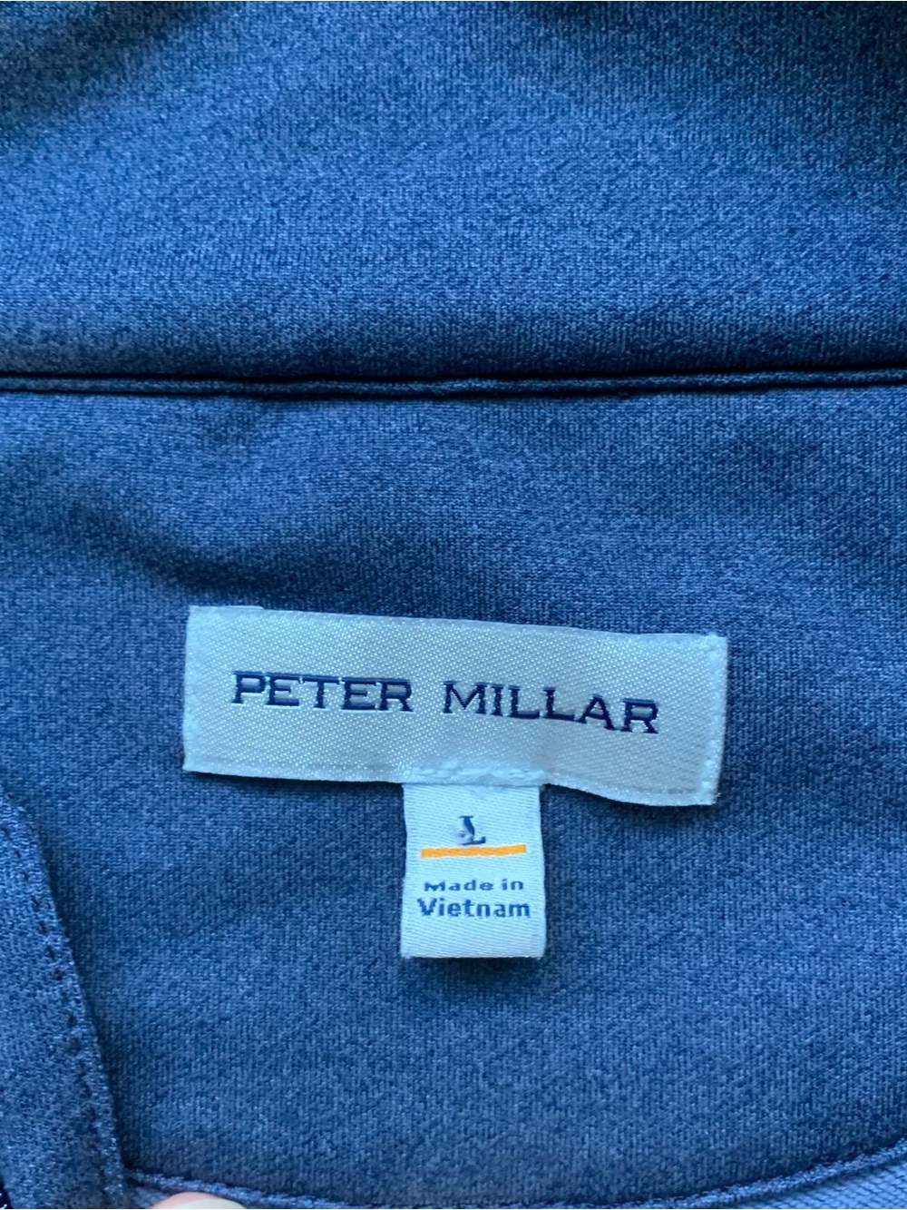 Peter Millar Men’s 1/4 Zip Perth Performance Blue Melange Long Sleeve Sz L LOGO - Picture 3 of 4
